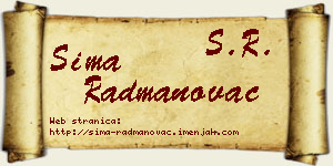 Sima Radmanovac vizit kartica